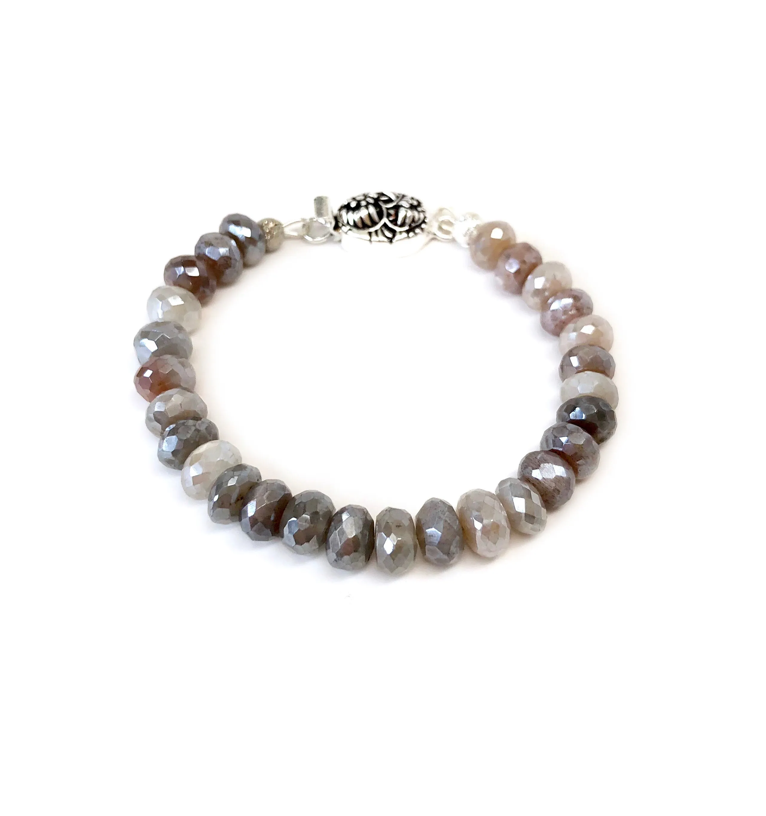 Grey Moonstone Chain Link Bracelet