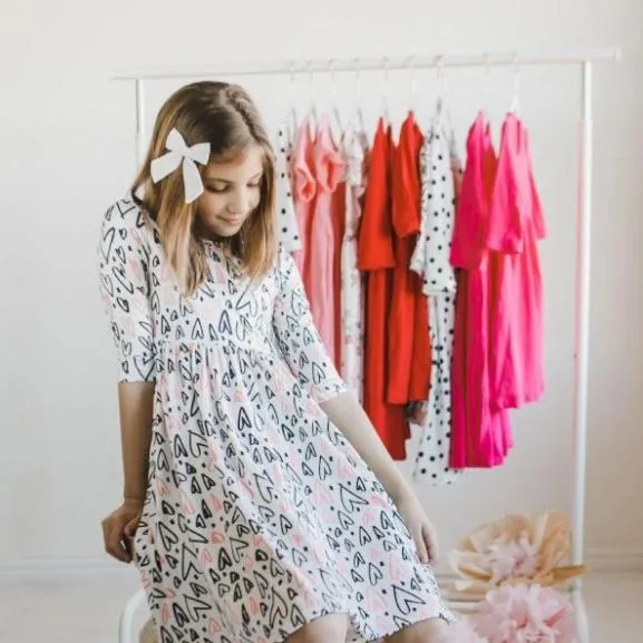 Hand Drawn Hearts Twirl Dress