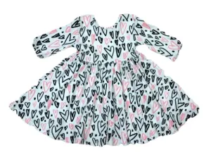 Hand Drawn Hearts Twirl Dress