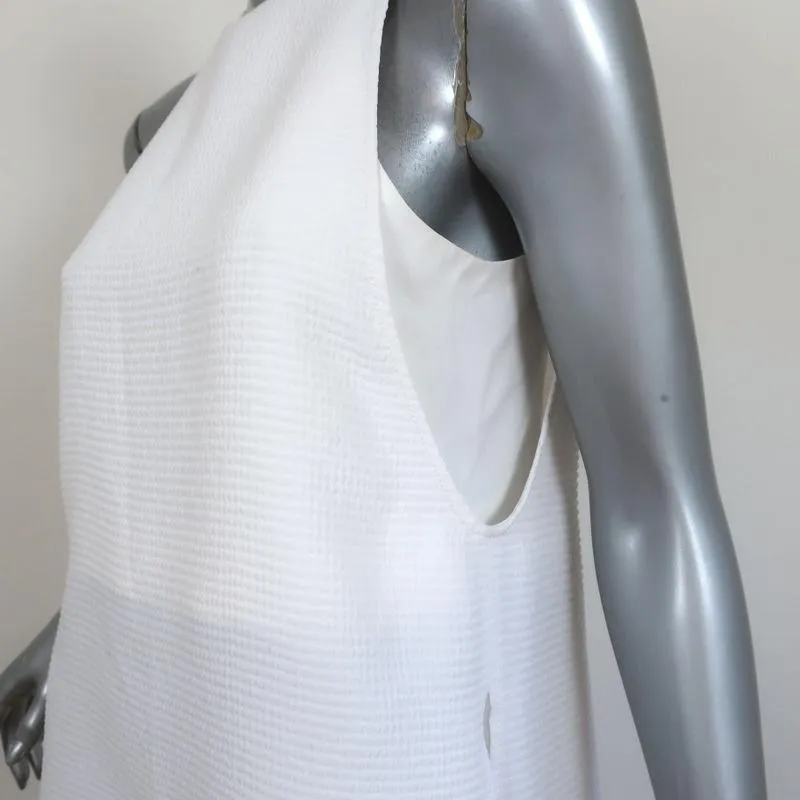 Helmut Lang Tank Top White Raze Textured Crepe Size Small Sleeveless Blouse