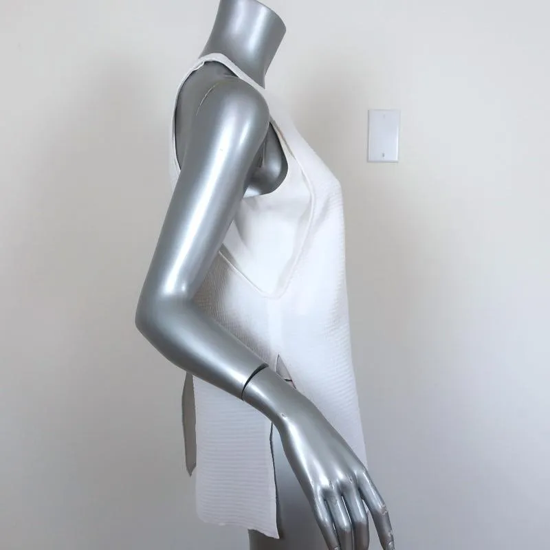 Helmut Lang Tank Top White Raze Textured Crepe Size Small Sleeveless Blouse