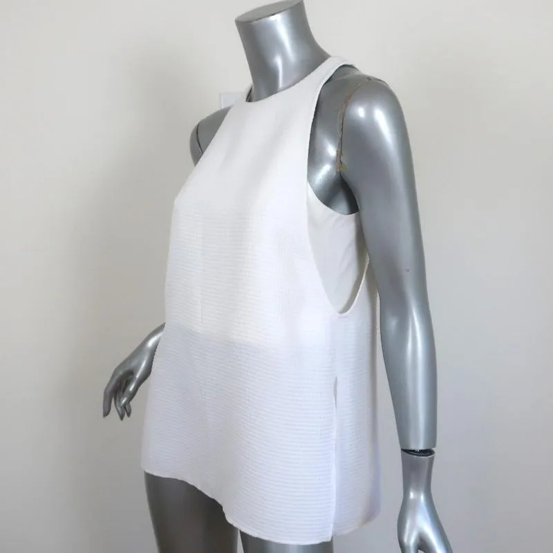 Helmut Lang Tank Top White Raze Textured Crepe Size Small Sleeveless Blouse