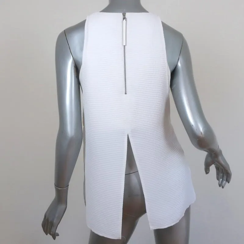 Helmut Lang Tank Top White Raze Textured Crepe Size Small Sleeveless Blouse