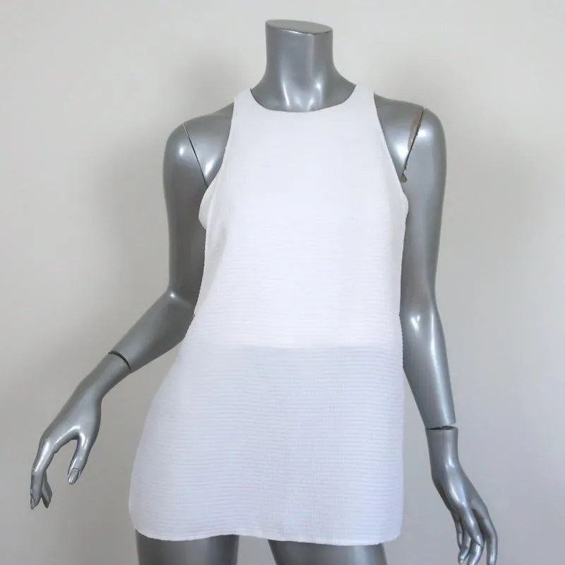 Helmut Lang Tank Top White Raze Textured Crepe Size Small Sleeveless Blouse
