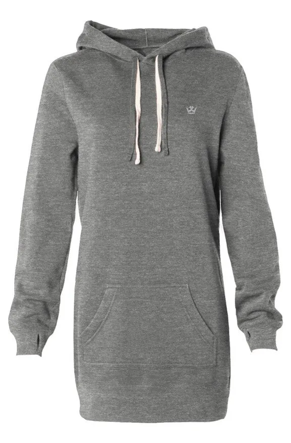 Hooded Sweatshirt Dress_Gray/White logo