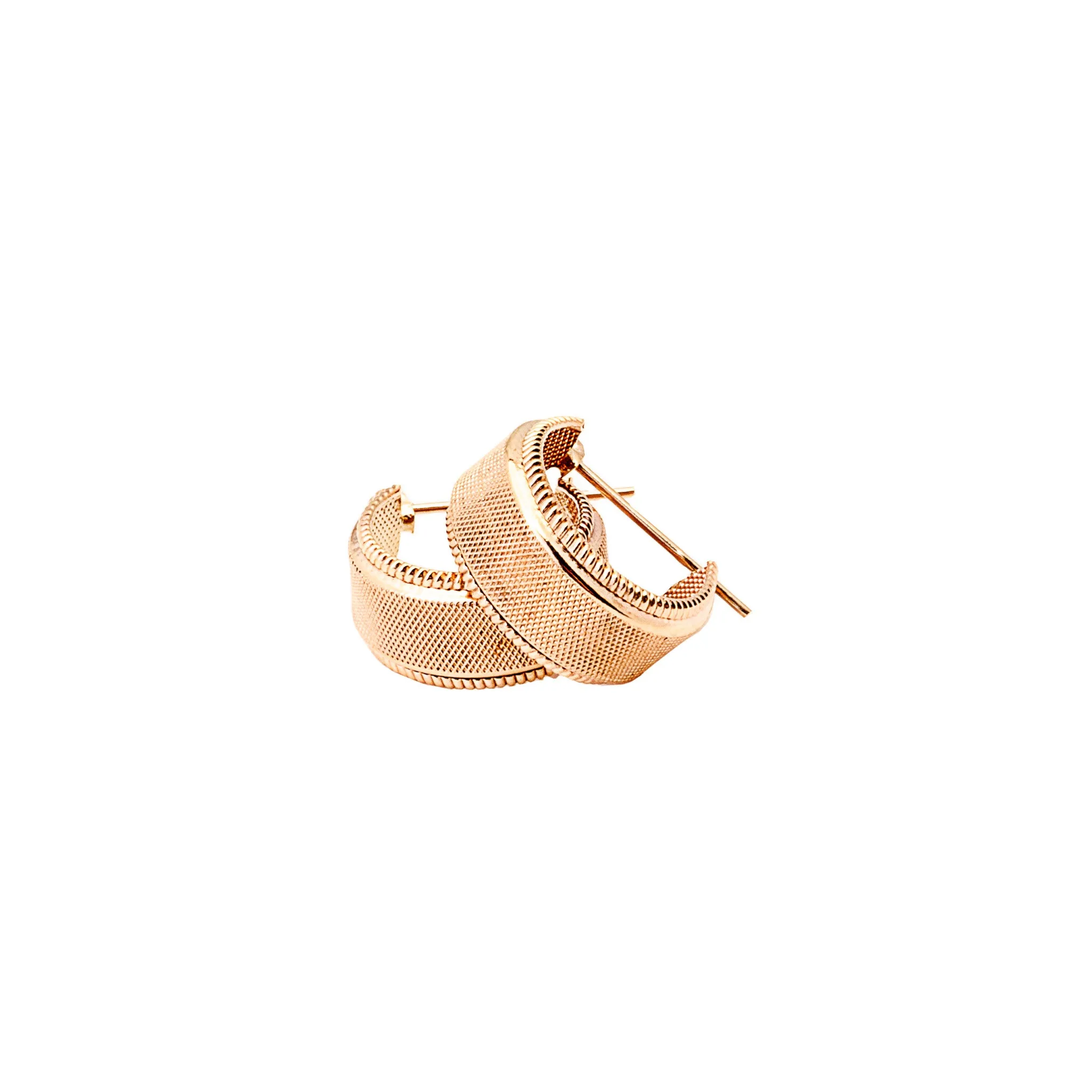 Hoop Earrings Textured 14K Yellow Gold