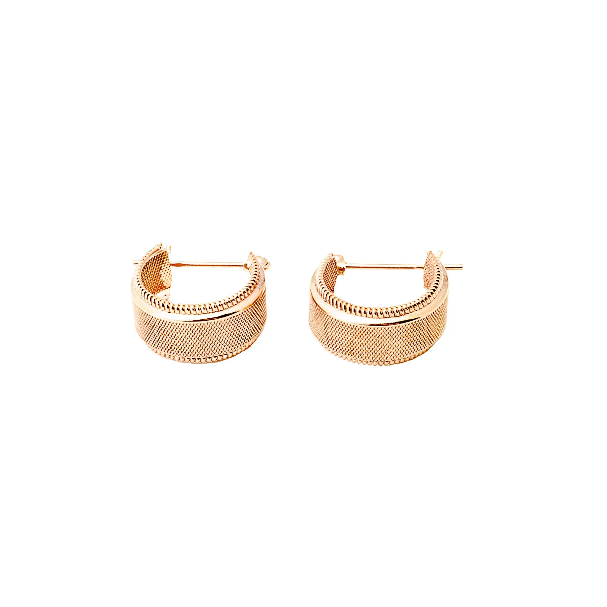 Hoop Earrings Textured 14K Yellow Gold