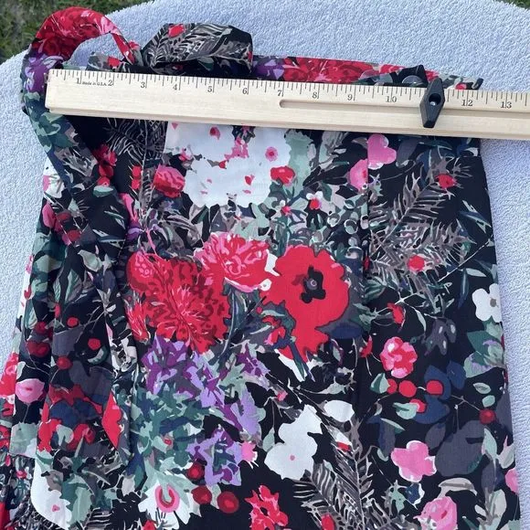 Hutch Wrap Maxi Skirt Women's XS Black Floral Print Fun and Flirty Anthropologie