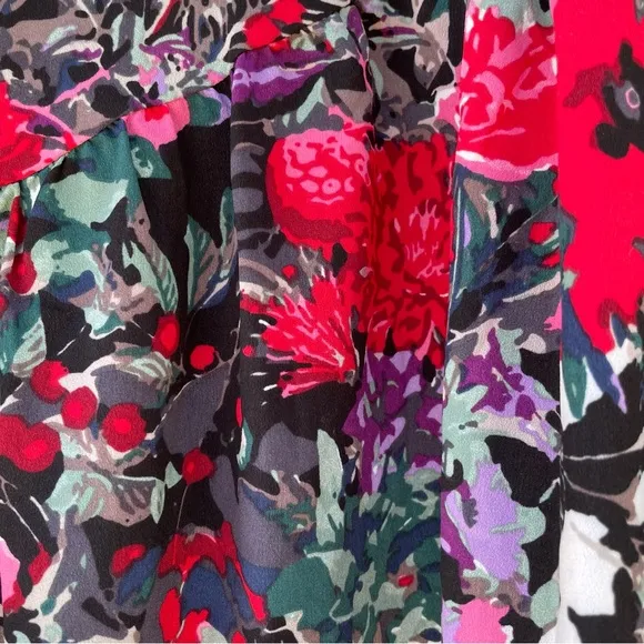 Hutch Wrap Maxi Skirt Women's XS Black Floral Print Fun and Flirty Anthropologie
