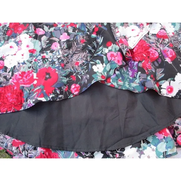 Hutch Wrap Maxi Skirt Women's XS Black Floral Print Fun and Flirty Anthropologie