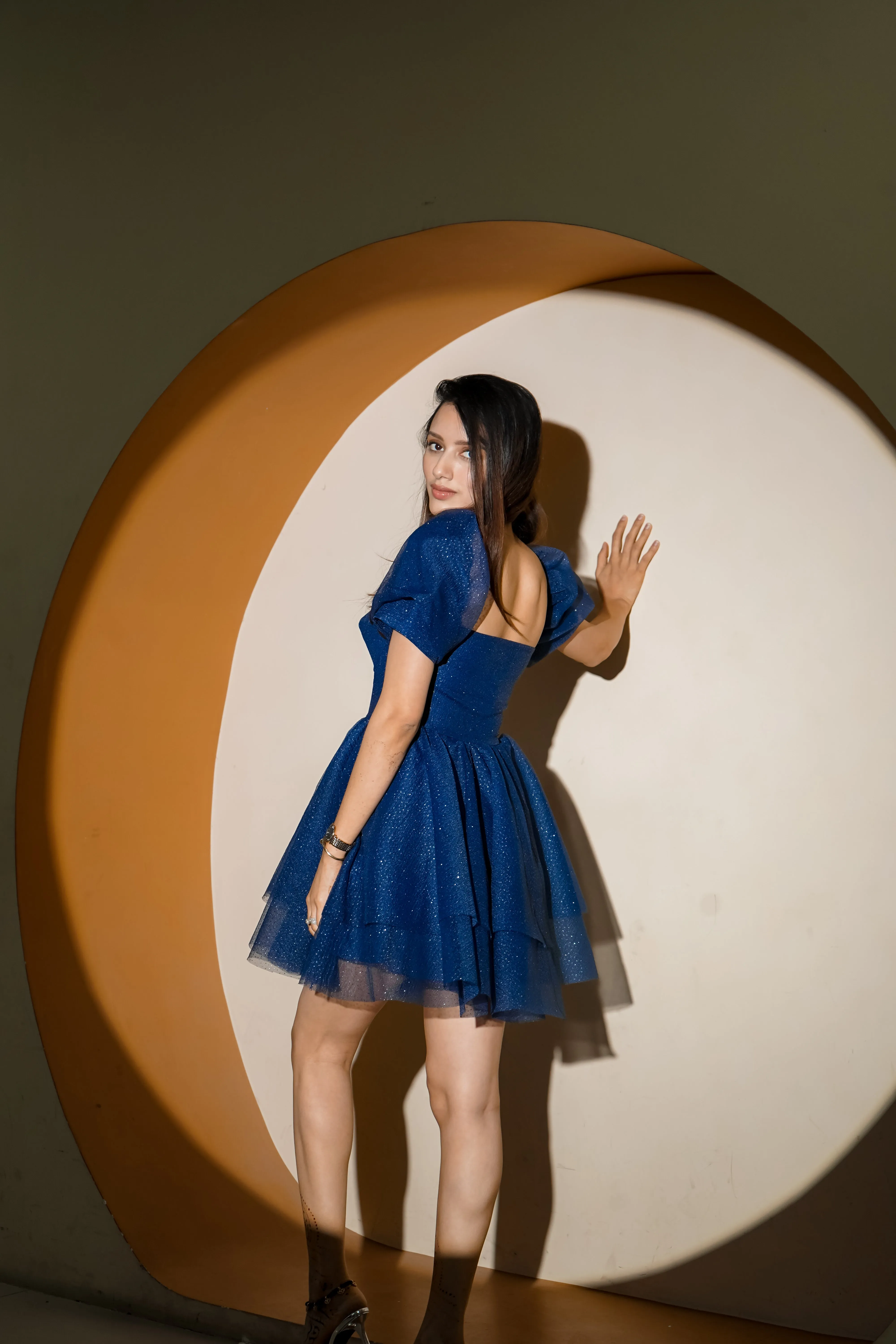 In my Barbie era - shimmer mini dress in blue