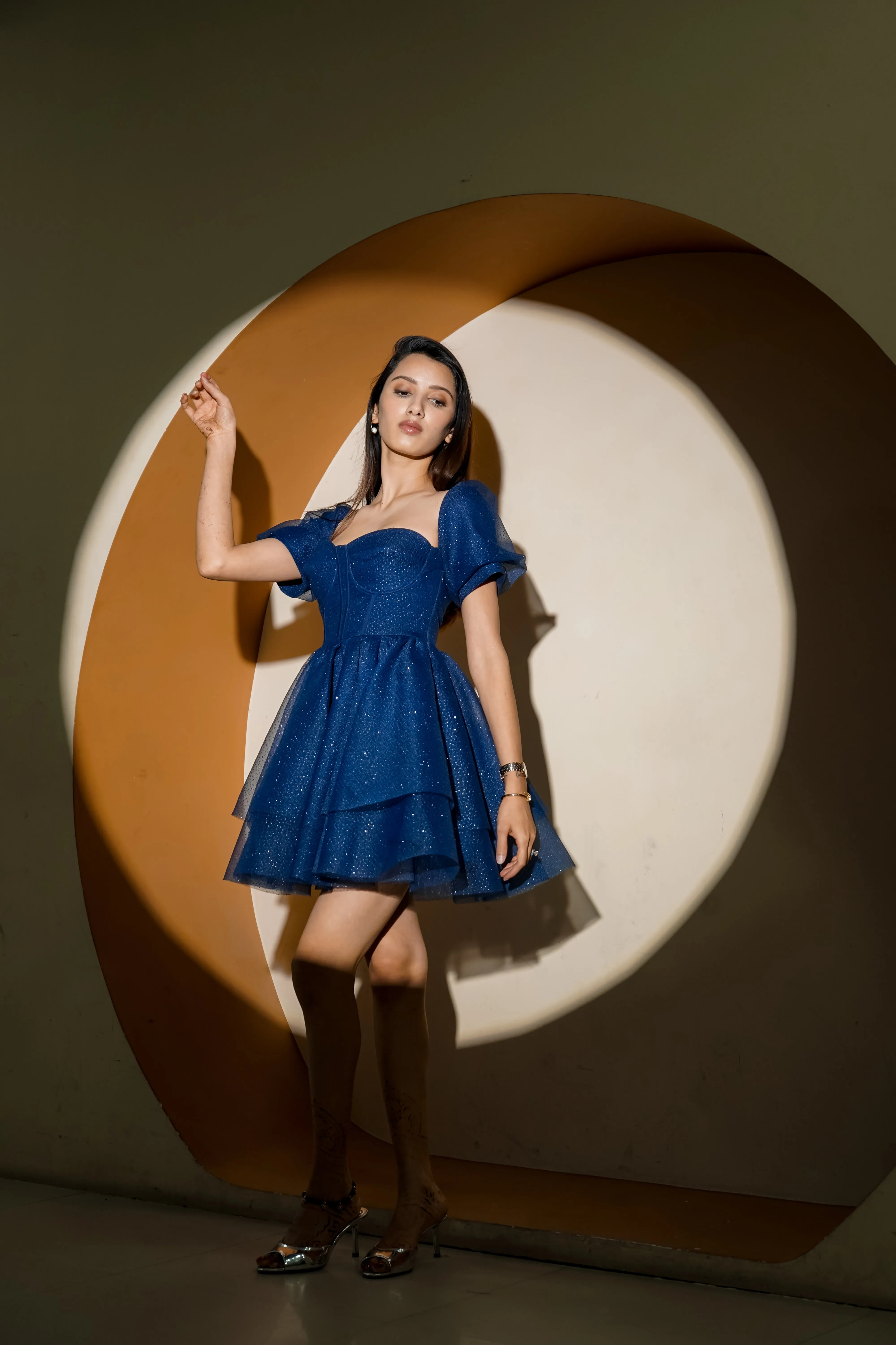 In my Barbie era - shimmer mini dress in blue