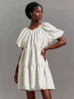 Jacquard Tie Back Tiered Shift Dress