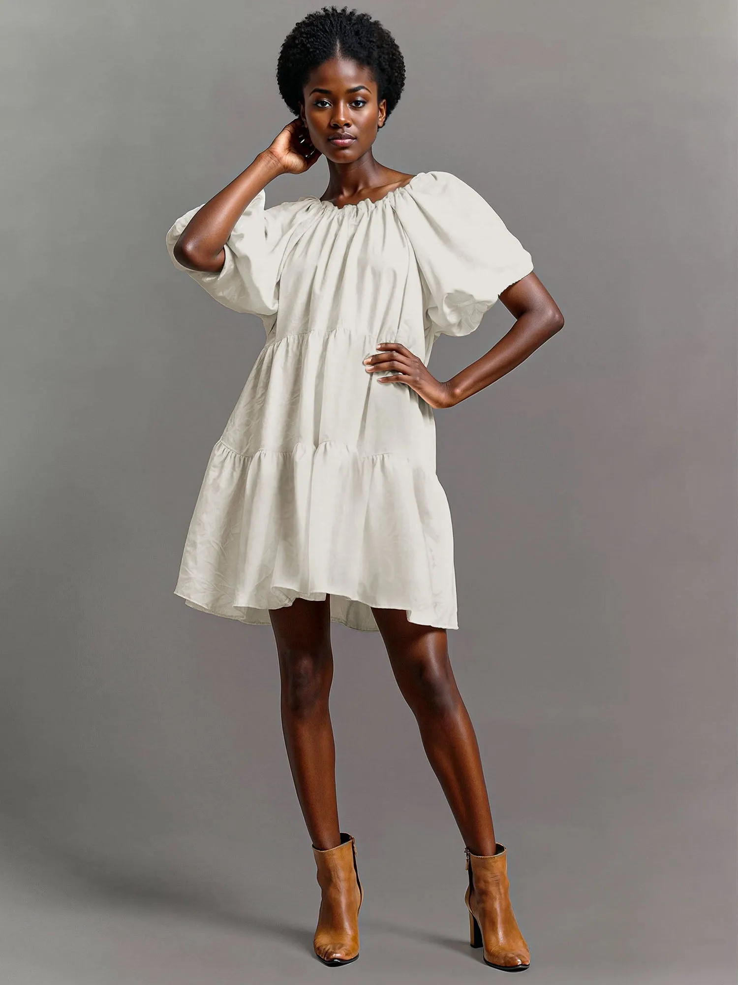 Jacquard Tie Back Tiered Shift Dress
