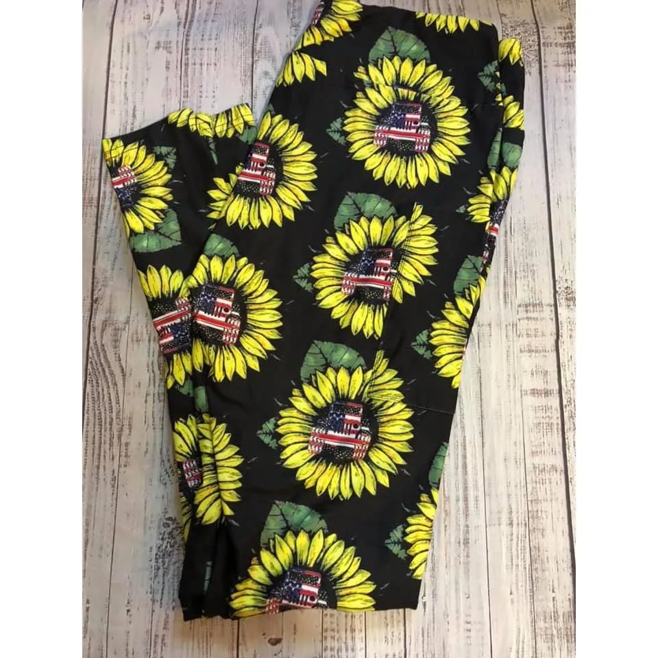 Jeeper American Sunflower Leggings Off Road 4x4 Jeeper High Waist Jeepers  with Pockets -  Ready to Ship