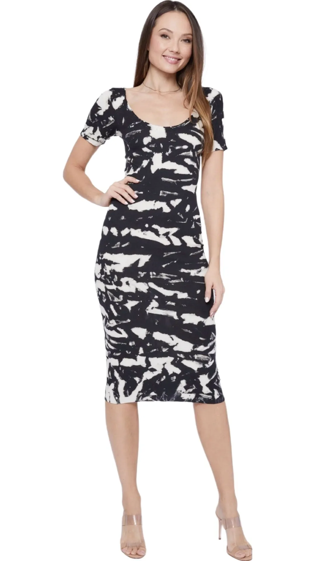 Jersey Ribbed Scoop Neck T-shirt Dress