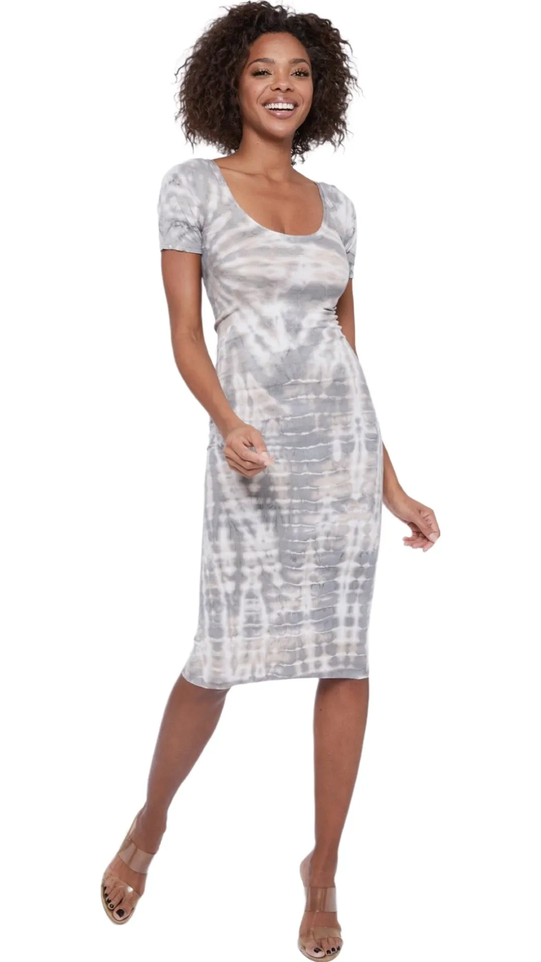 Jersey Ribbed Scoop Neck T-shirt Dress