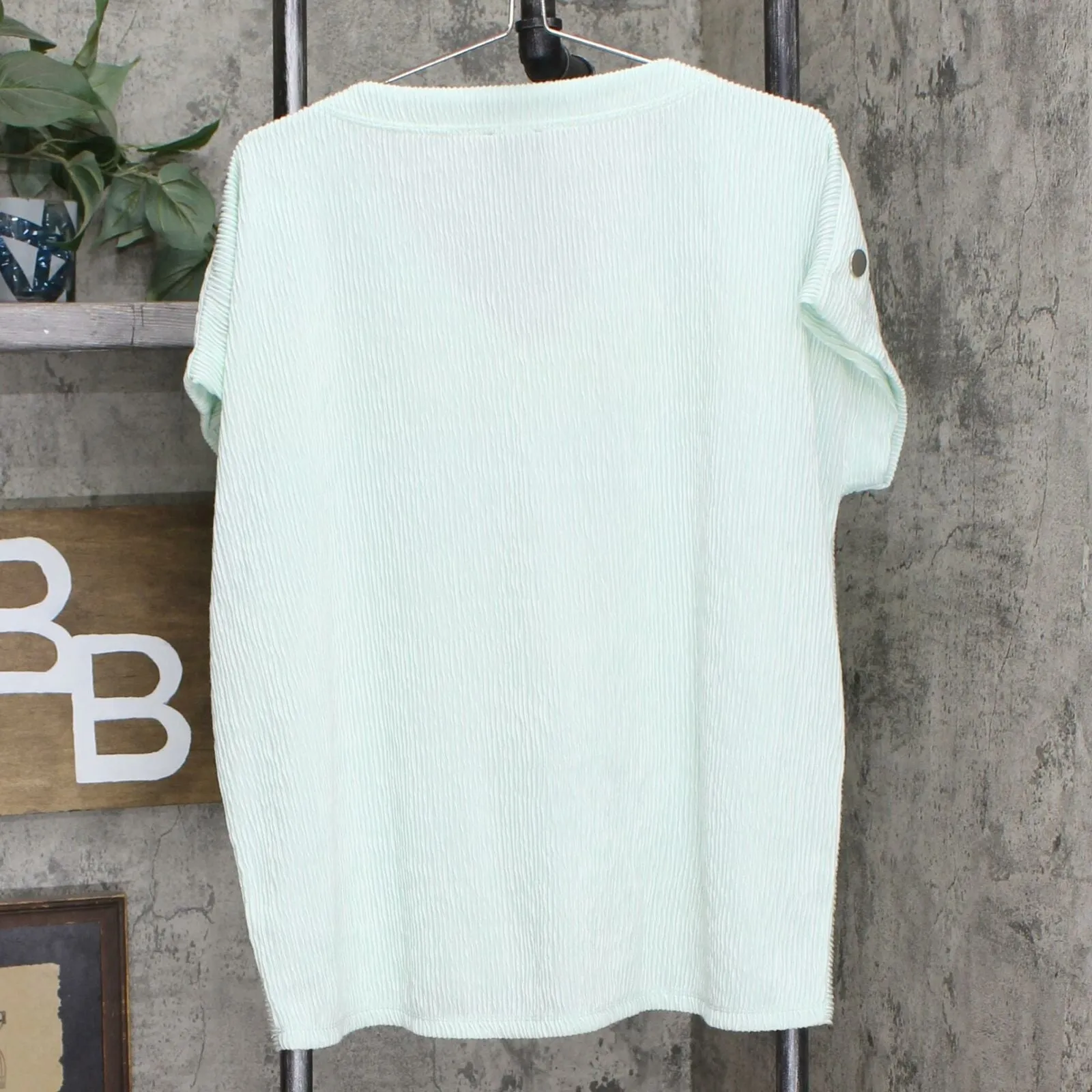 Jones New York Women's V Neck Textured Popover Top Jade Green XL