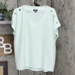 Jones New York Women's V Neck Textured Popover Top Jade Green XL