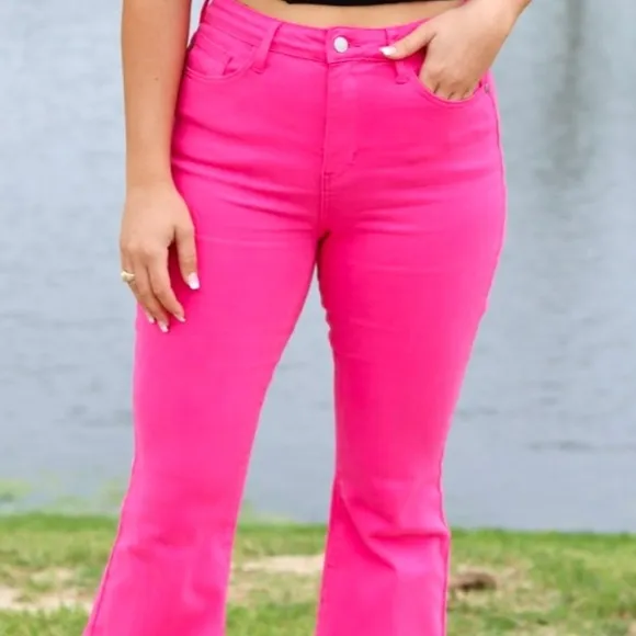 Judy Blue Hot Pink Limited Edition Flare Jeans
