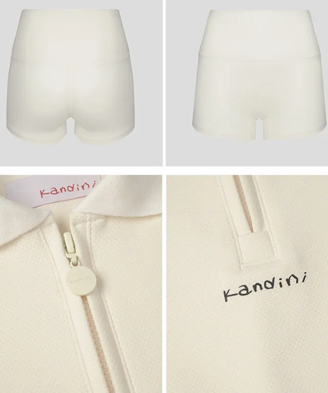 KANDINI Zip-Up Flared Dress - Ivory