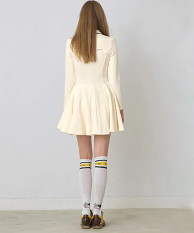 KANDINI Zip-Up Flared Dress - Ivory