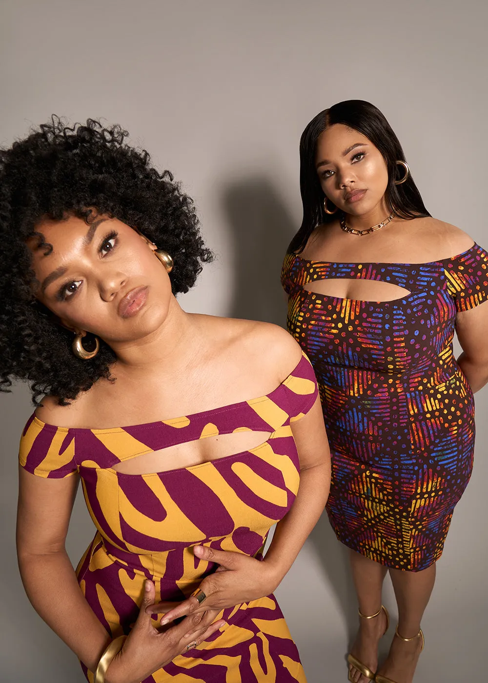 Keruba Women's African Print Stretch Dress (Sunset Adire) - Clearance
