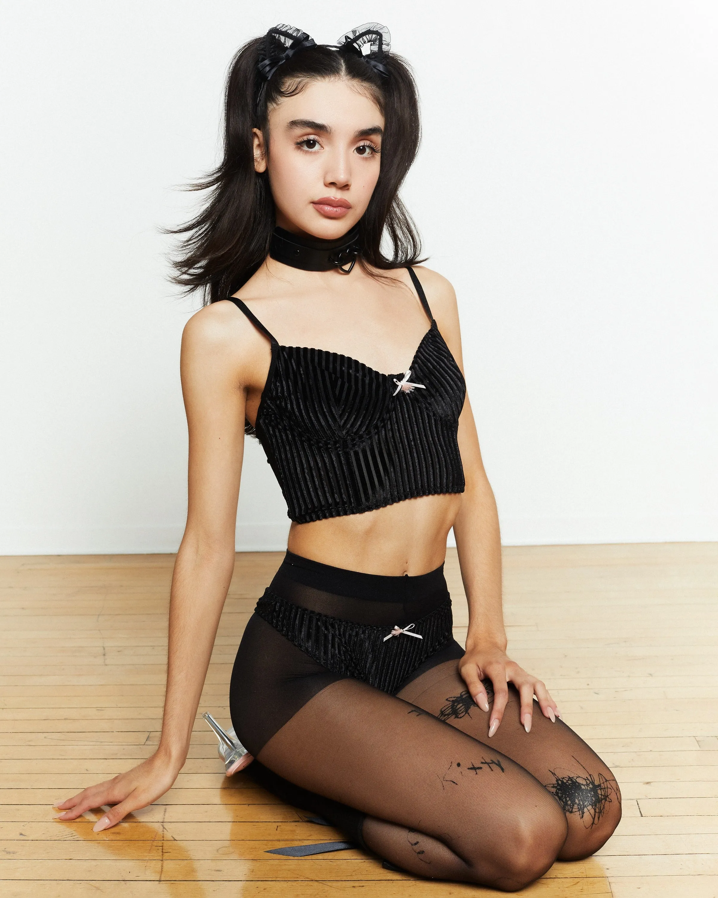 Kitty Girl Velvet Ribbed Set