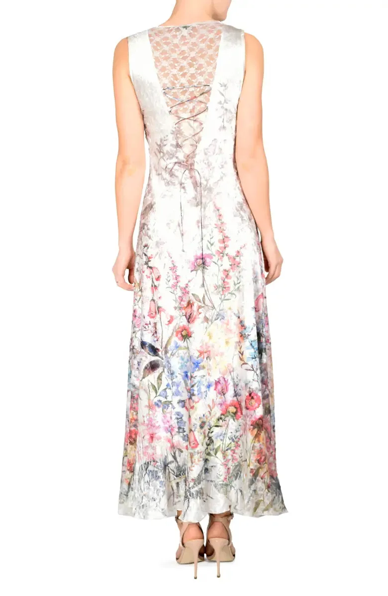 Komarov - Lace Up Cocktail Dress - Vivid Garden