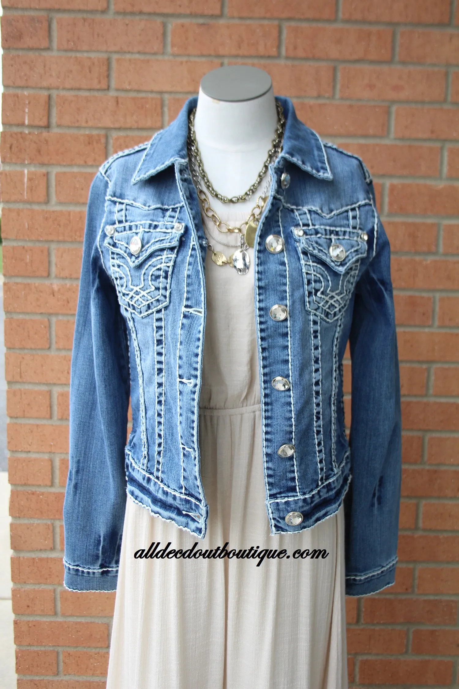 L.A. Idol | Light Denim Jacket with Rhinestones
