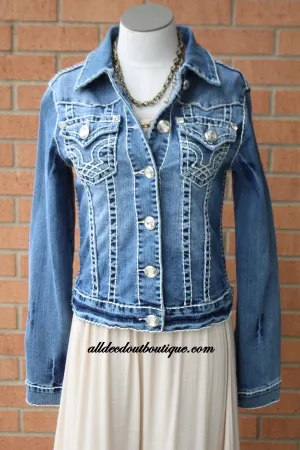 L.A. Idol | Light Denim Jacket with Rhinestones