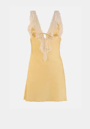 Lace Trim Satin Mini Dress