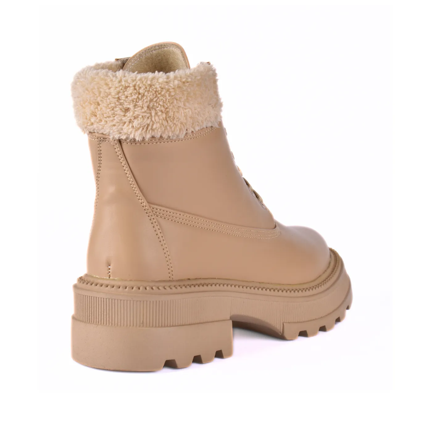 Lace Up Ankle Boots With Fur