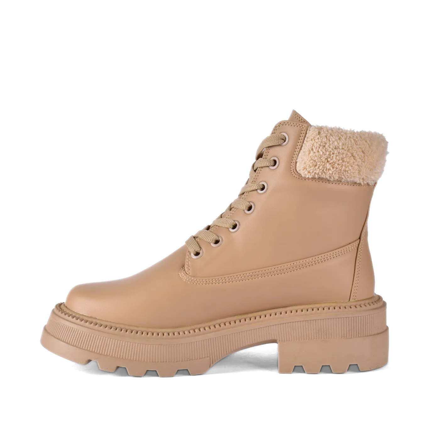 Lace Up Ankle Boots With Fur