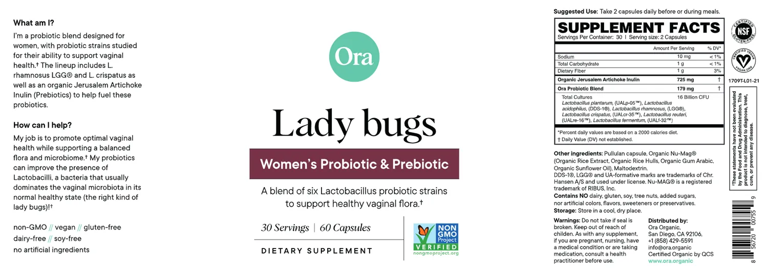 Lady Bugs: Women's Probiotic & Prebiotic Capsules