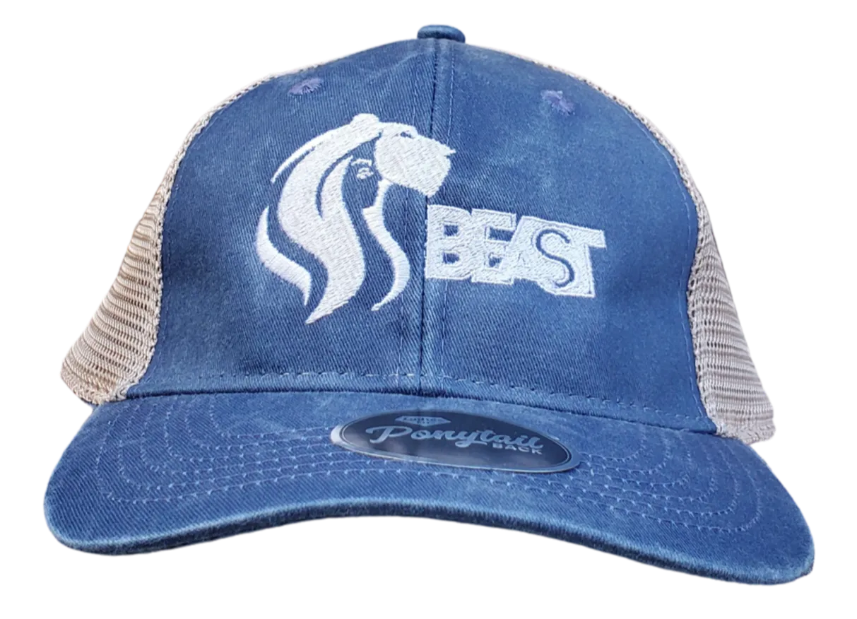 Lady Lioness Trucker Mesh Pony Tail Cap (Navy or Raspberry)