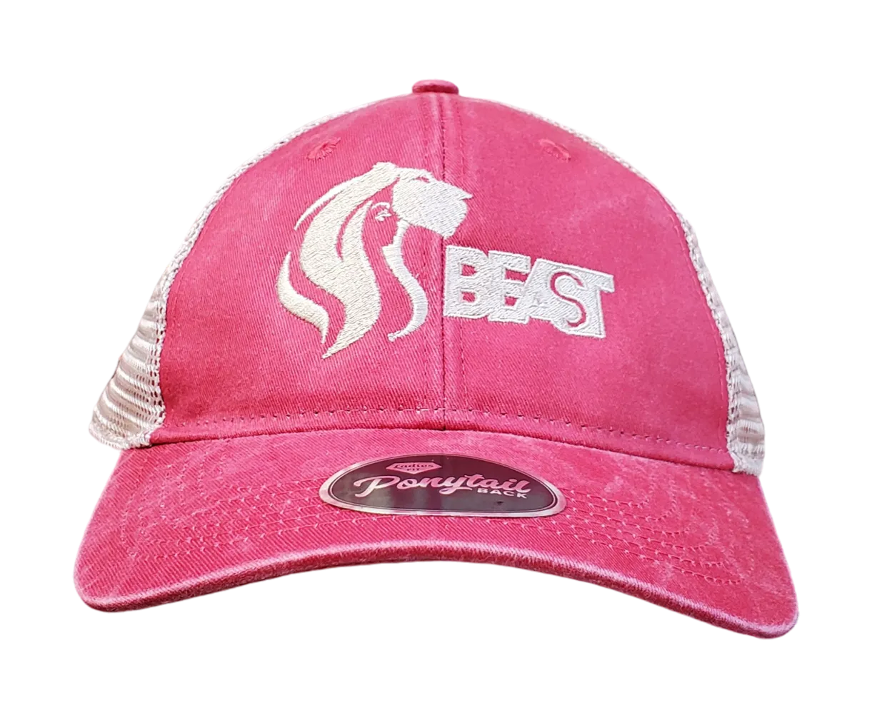 Lady Lioness Trucker Mesh Pony Tail Cap (Navy or Raspberry)