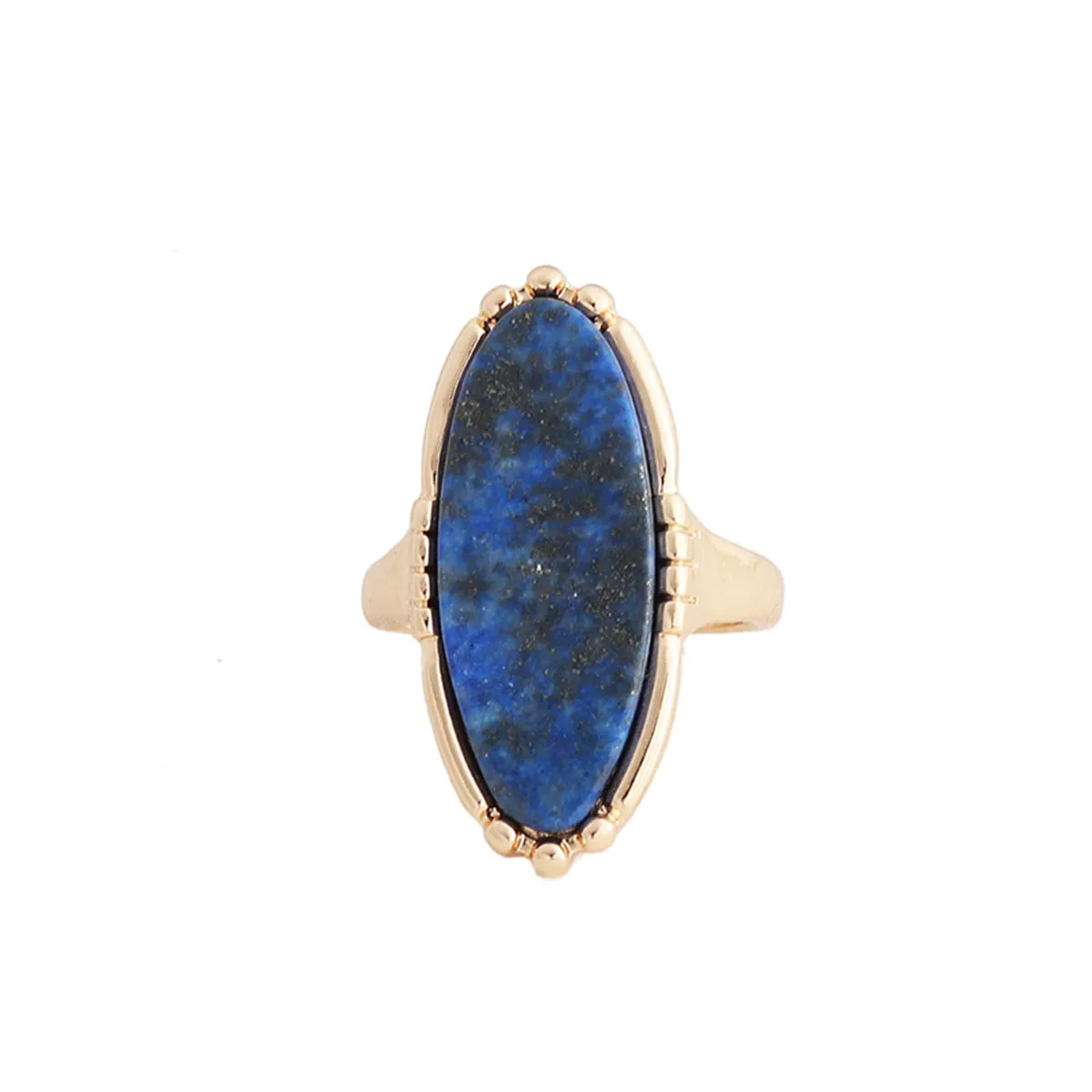Lapis & 18K Gold-Plated Oval-Cut Ring