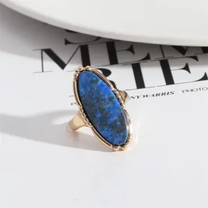 Lapis & 18K Gold-Plated Oval-Cut Ring