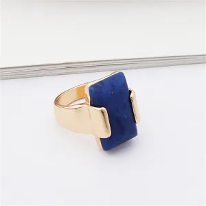 Lapis & 18K Gold-Plated Rectangle Ring