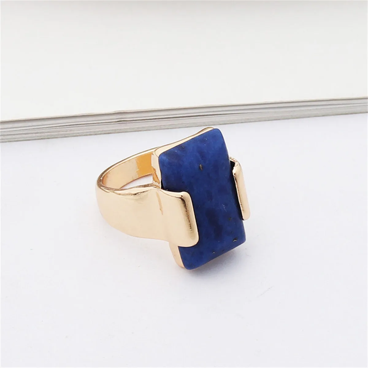 Lapis & 18K Gold-Plated Rectangle Ring