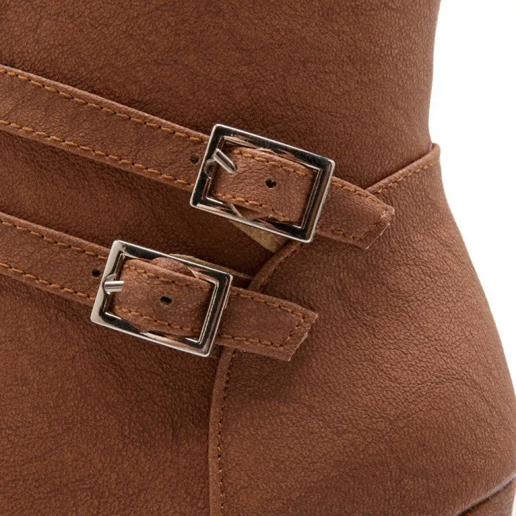 Large Size Women's Shoes Cross Straps Martin Boots Women's Boots High Heel Platform Low Tube Women's Boots