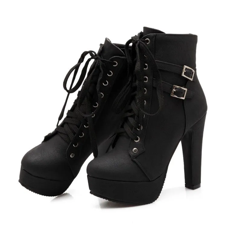 Large Size Women's Shoes Cross Straps Martin Boots Women's Boots High Heel Platform Low Tube Women's Boots