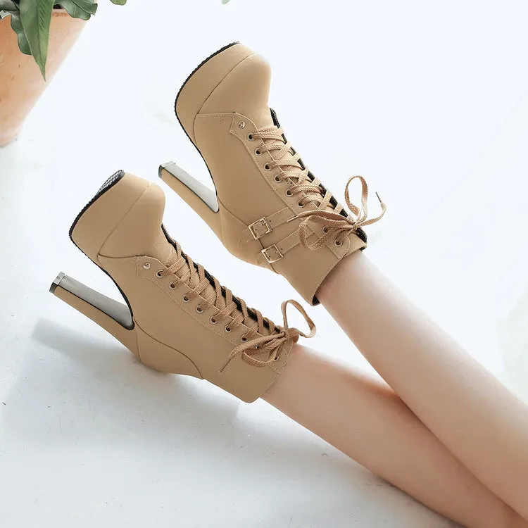 Large Size Women's Shoes Cross Straps Martin Boots Women's Boots High Heel Platform Low Tube Women's Boots