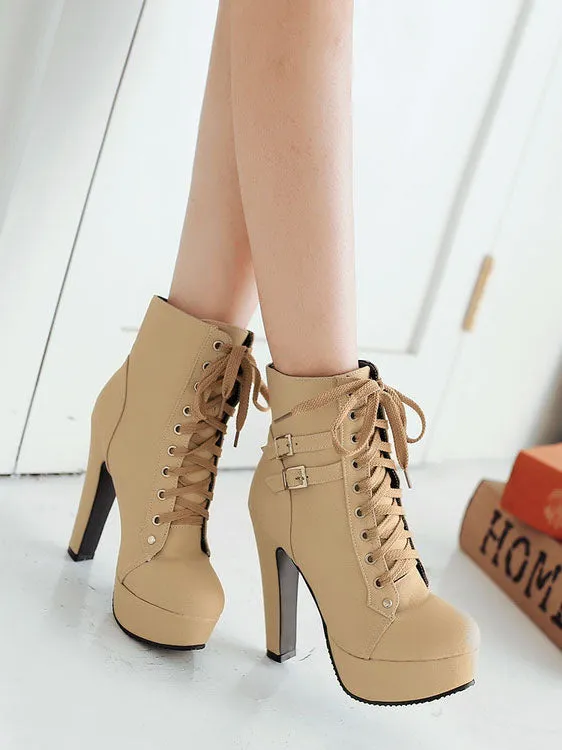 Large Size Women's Shoes Cross Straps Martin Boots Women's Boots High Heel Platform Low Tube Women's Boots