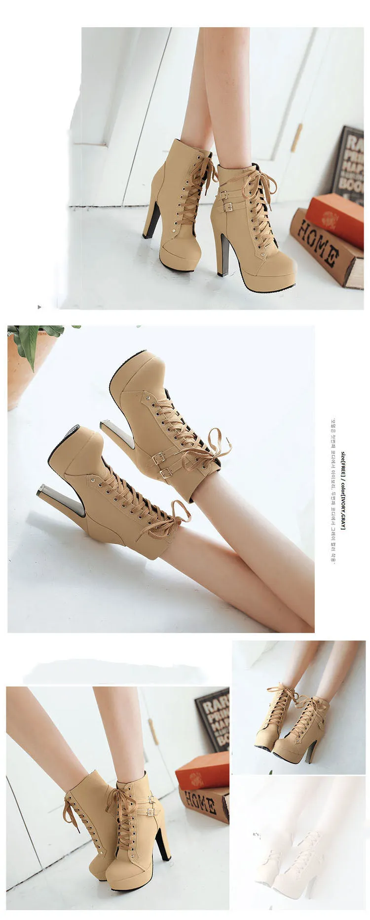 Large Size Women's Shoes Cross Straps Martin Boots Women's Boots High Heel Platform Low Tube Women's Boots