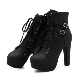 Large Size Women's Shoes Cross Straps Martin Boots Women's Boots High Heel Platform Low Tube Women's Boots