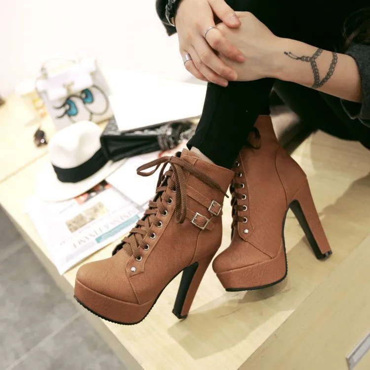 Large Size Women's Shoes Cross Straps Martin Boots Women's Boots High Heel Platform Low Tube Women's Boots