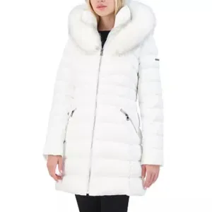 Laundry by Shelli Segal Women's Size XXL White Luxurious Puffer Jacket Fur Hood