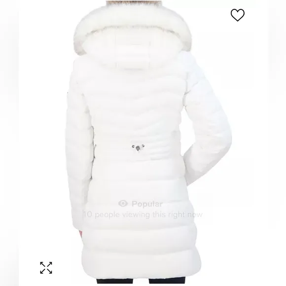 Laundry by Shelli Segal Women's Size XXL White Luxurious Puffer Jacket Fur Hood